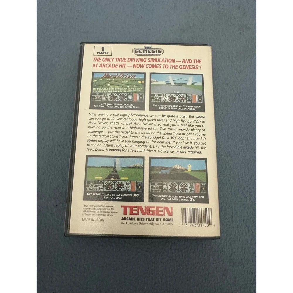 Hard Drivin Sega Genesis Tengen 1989 CIB Racing Simulation 16-Bit Game